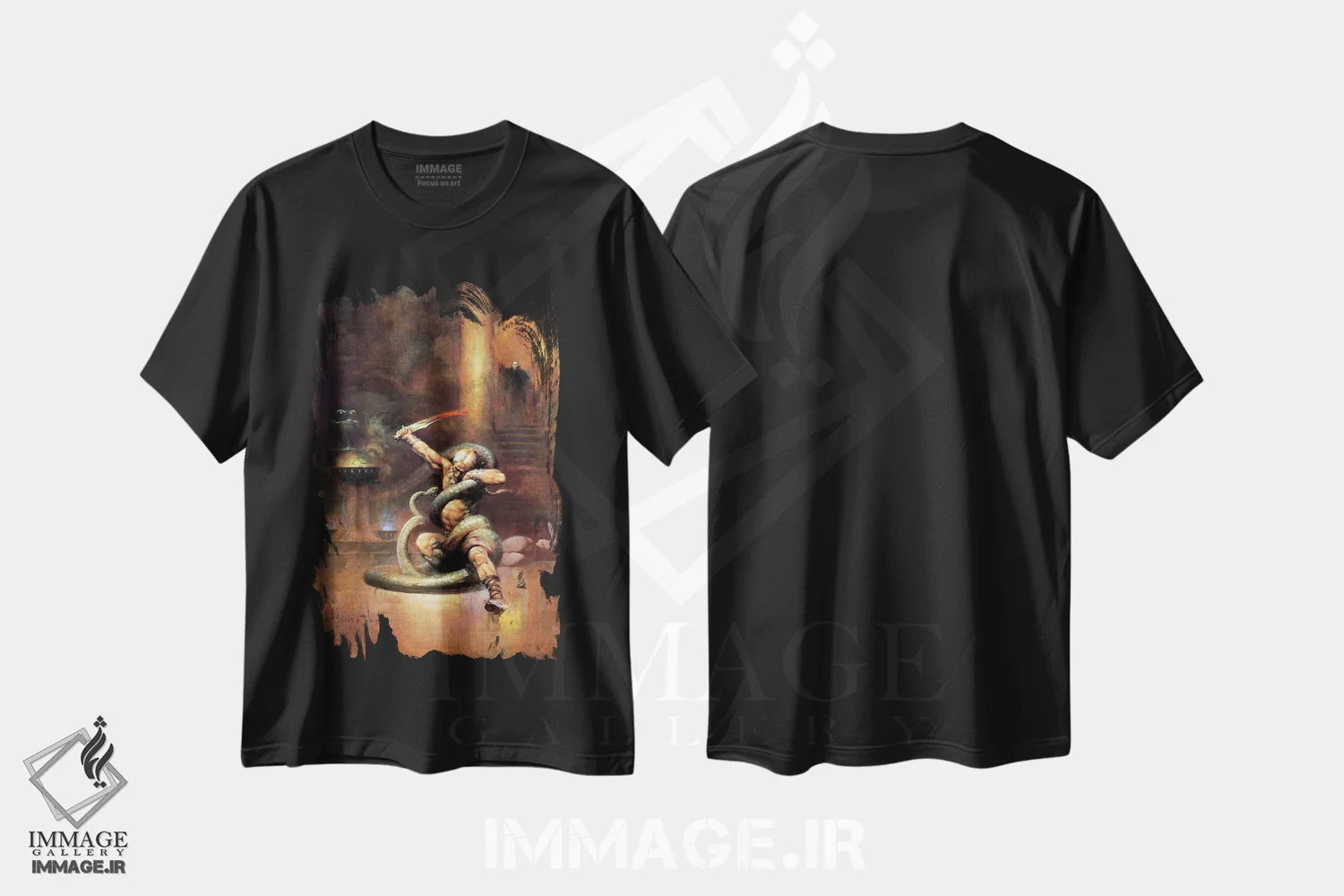 تیشرت مشکی طرح دار "مرگ سبز" اثر فرانک فرزتا | immage.ir