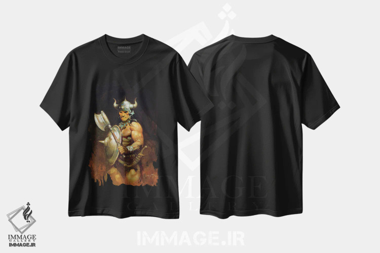 تیشرت مشکی طرح دار "پرتره بربر"، هنر فاخر معاصر اثر فرانک فرزتا | immage.ir