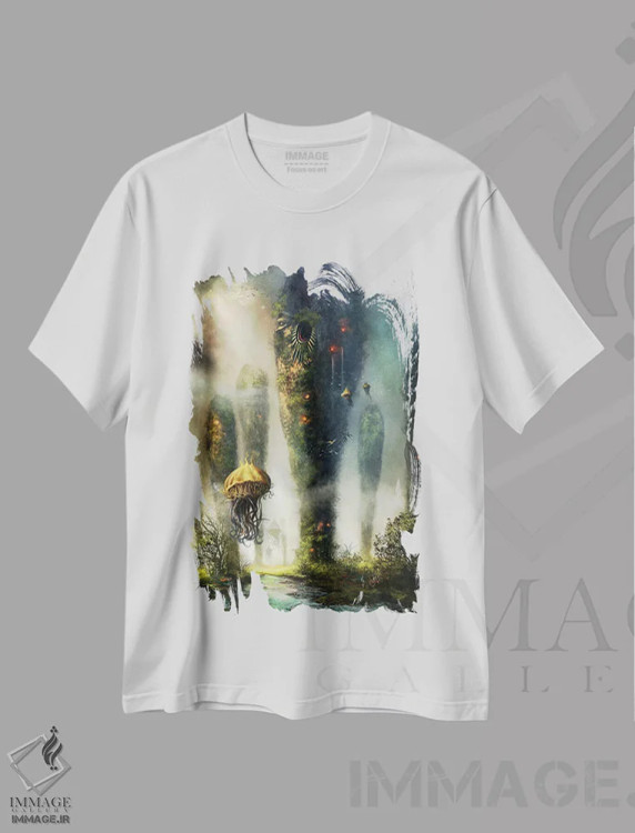 تیشرت سفید طرح دار "برج های کیلَه"، هنر دیجیتال اثر فردیناند لادرا | فروشگاه ایماژ