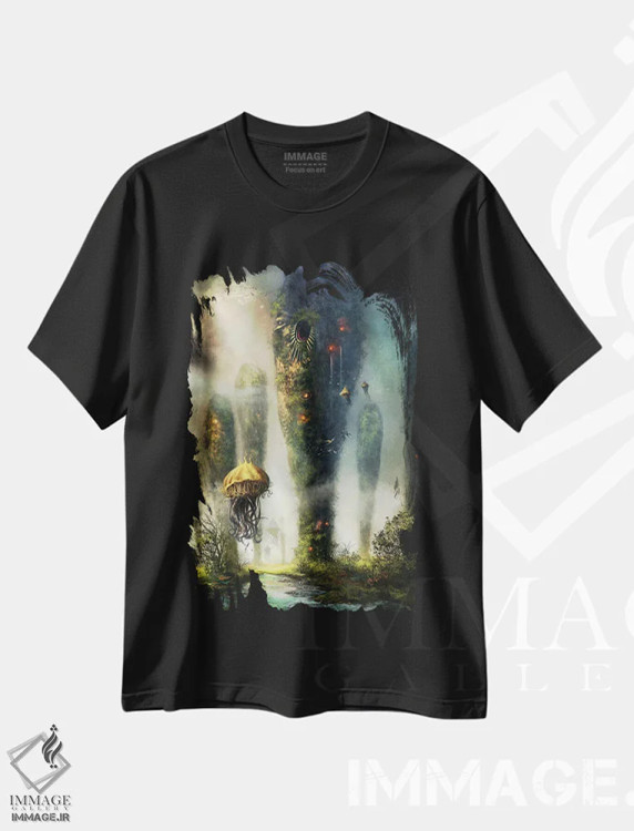 تیشرت مشکی طرح دار "برج های کیلَه"، هنر دیجیتال اثر فردیناند لادرا | immage.ir