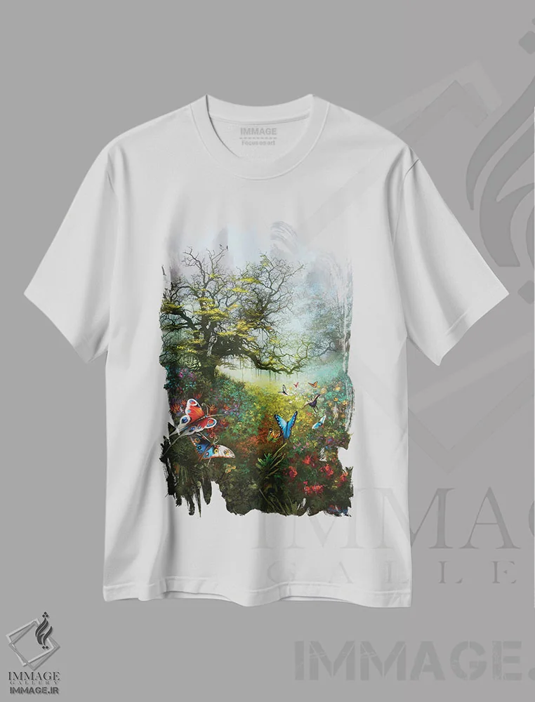 تیشرت سفید طرح دار "به روشنایی روز"، هنر دیجیتال اثر فردیناند لادرا | immage.ir