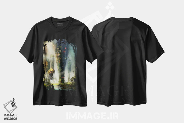 تیشرت مشکی طرح دار "برج های کیلَه"، هنر دیجیتال اثر فردیناند لادرا | immage.ir