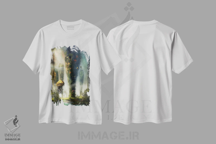 تیشرت سفید طرح دار "برج های کیلَه"، هنر دیجیتال اثر فردیناند لادرا | فروشگاه ایماژ