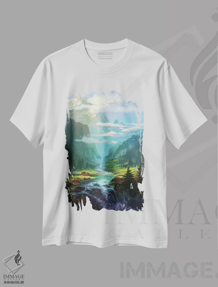 تیشرت سفید طرح دار "آرام"، هنر دیجیتال اثر فردیناند لادرا | فروشگاه ایماژ