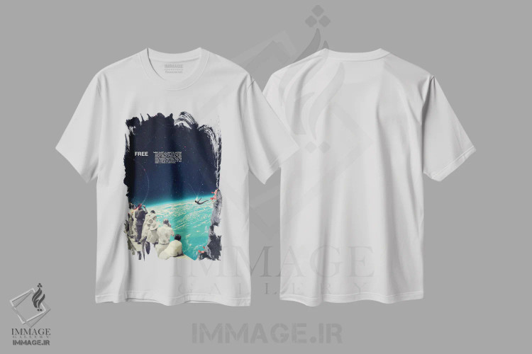 تیشرت سفید طرح دار "آزاد"، هنر فاخر معاصر اثر فرانک موس | فروشگاه ایماژ