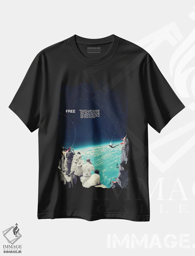 تیشرت مشکی طرح دار "آزاد"، هنر فاخر معاصر اثر فرانک موس | immage.ir