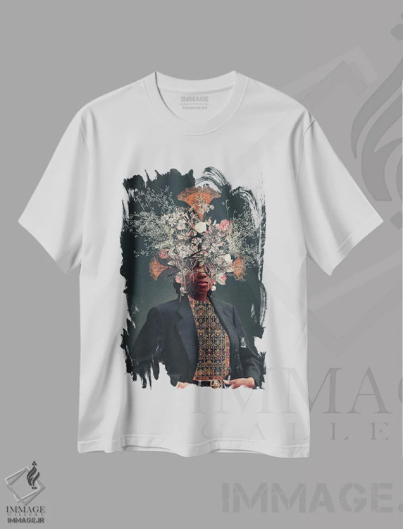 تیشرت سفید طرح دار "مرا در بهشت ملاقات کن"، هنر آمریکایی آفریقایی تبار اثر فرانک موس | immage.ir