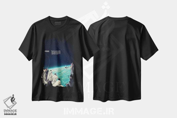 تیشرت مشکی طرح دار "آزاد"، هنر فاخر معاصر اثر فرانک موس | immage.ir
