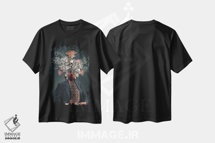 تیشرت مشکی طرح دار "مرا در بهشت ملاقات کن"، هنر آمریکایی آفریقایی تبار اثر فرانک موس | فروشگاه ایماژ