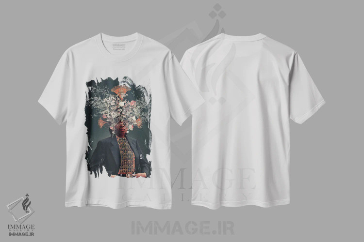 تیشرت سفید طرح دار "مرا در بهشت ملاقات کن"، هنر آمریکایی آفریقایی تبار اثر فرانک موس | immage.ir