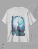 تیشرت سفید طرح دار "دو میلیون سال از دیروز"، هنر فاخر معاصر اثر فرانک موس | immage.ir