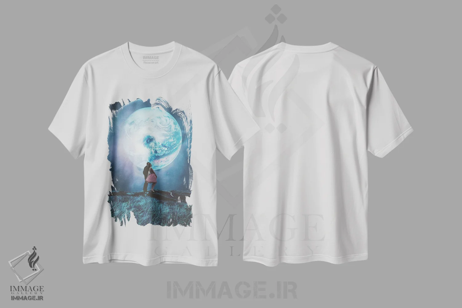 تیشرت سفید طرح دار "دو میلیون سال از دیروز"، هنر فاخر معاصر اثر فرانک موس | immage.ir