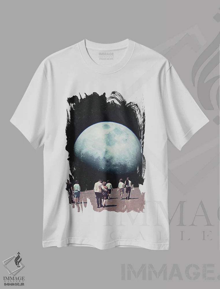 تیشرت سفید طرح دار "راه بازگشت به خانه"، هنر فاخر معاصر اثر فرانک موس | فروشگاه ایماژ