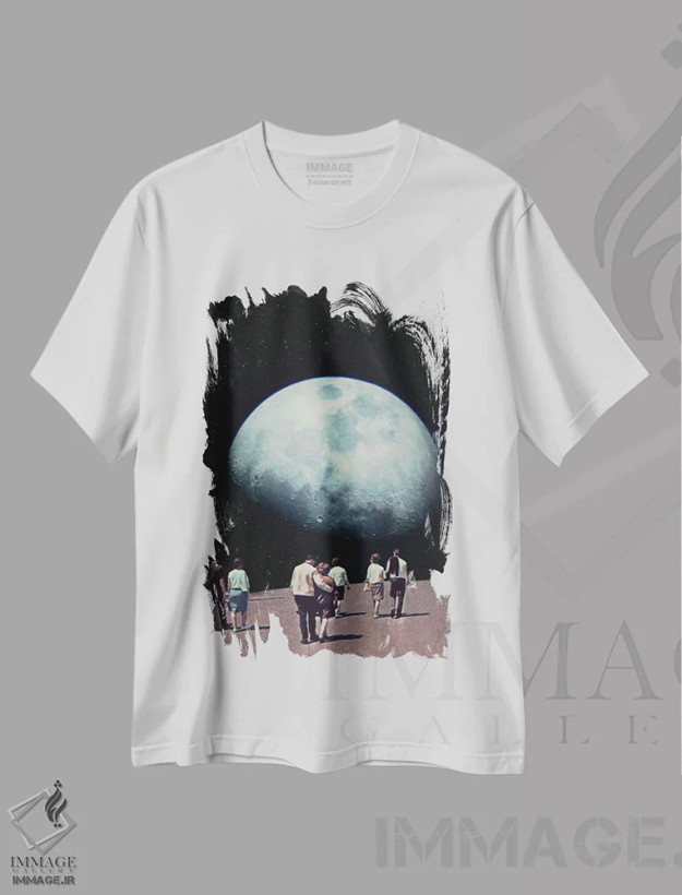 تیشرت سفید طرح دار "راه بازگشت به خانه"، هنر فاخر معاصر اثر فرانک موس | فروشگاه ایماژ