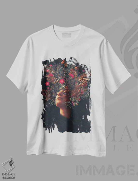 تیشرت سفید طرح دار "بوسیدن روزا"، دکور بوهمی اثر فرانک موس | immage.ir