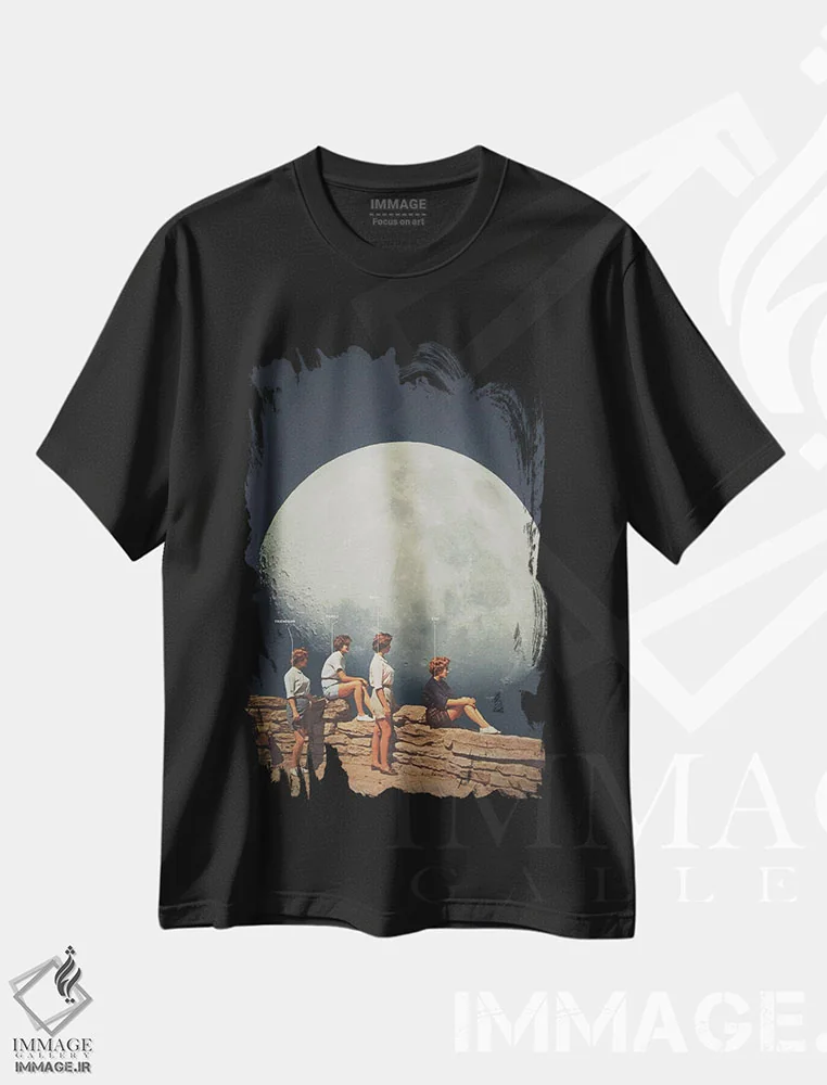 تیشرت مشکی طرح دار "دوستان نه دوستان"، هنر فاخر معاصر اثر فرانک موس | فروشگاه ایماژ