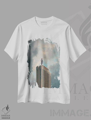 تیشرت سفید طرح دار "ما دوباره نفس خواهیم کشید"، هنر فاخر معاصر اثر فرانک موس | فروشگاه ایماژ