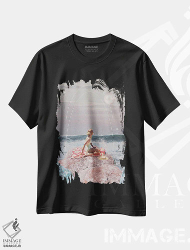 تیشرت مشکی طرح دار "هنوز آنجا"، هنر فاخر معاصر اثر فرانک موس | فروشگاه ایماژ