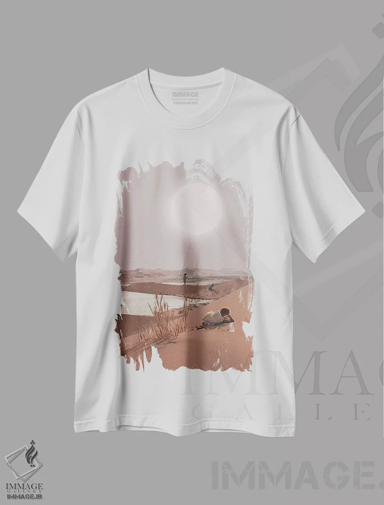 تیشرت سفید طرح دار "نور مراقبشان خواهد بود"، هنر فاخر معاصر اثر فرانک موس | فروشگاه ایماژ