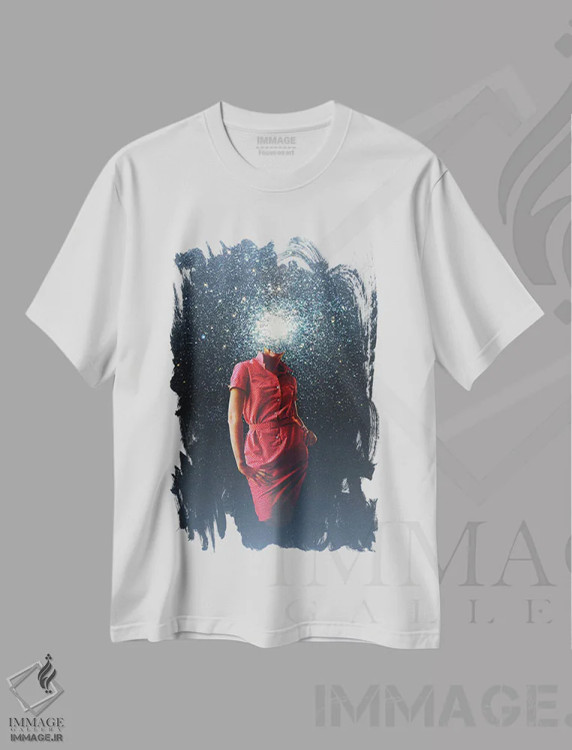 تیشرت سفید طرح دار "حافظه ستاره ای"، هنر فاخر معاصر اثر فرانک موس | immage.ir