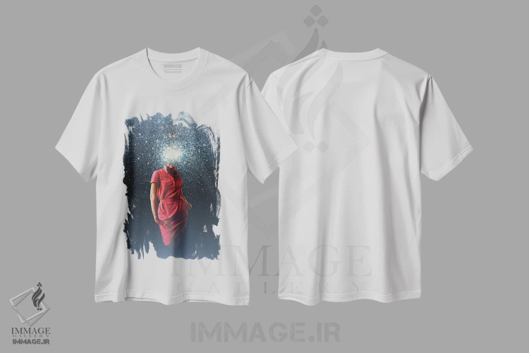 تیشرت سفید طرح دار "حافظه ستاره ای"، هنر فاخر معاصر اثر فرانک موس | immage.ir