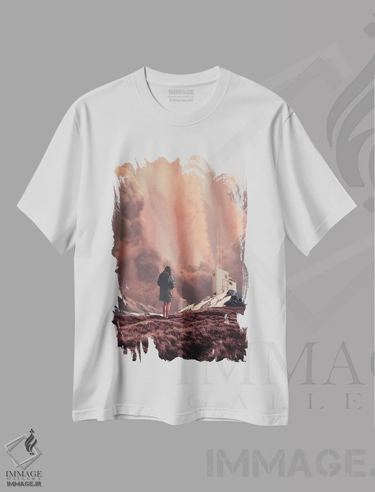 تیشرت سفید طرح دار "کشف ناگهانی"، هنر فاخر معاصر اثر فرانک موس | immage.ir