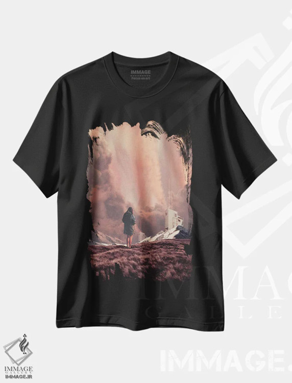 تیشرت مشکی طرح دار "کشف ناگهانی"، هنر فاخر معاصر اثر فرانک موس | فروشگاه ایماژ