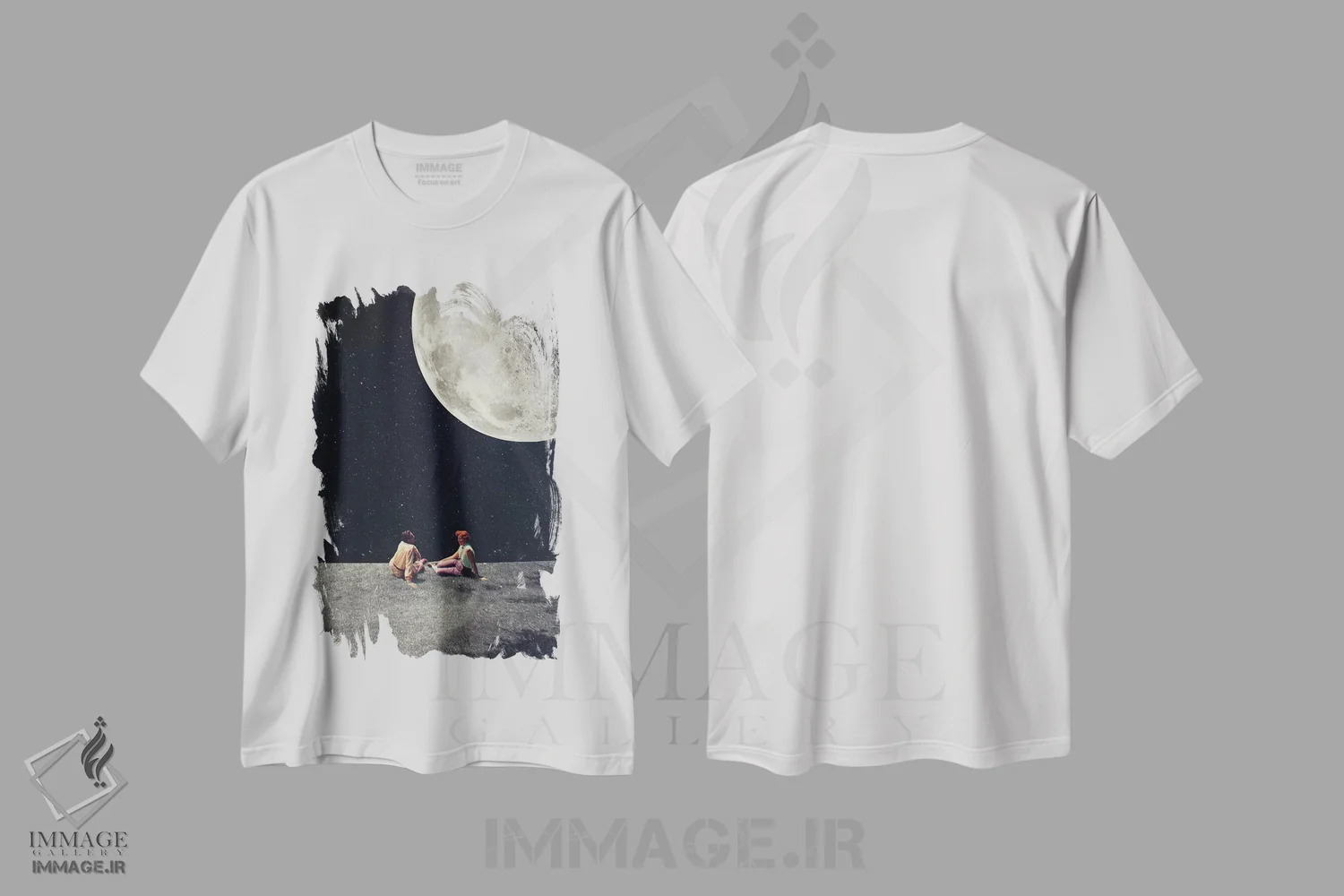 تیشرت سفید طرح دار "ماه را برای یک لبخند به تو دادم"، هنر فاخر معاصر اثر فرانک موس | فروشگاه ایماژ