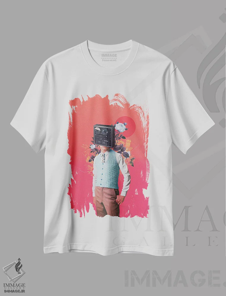تیشرت سفید طرح دار "فونوهِد"، هنر فاخر معاصر اثر فرانک موس | immage.ir