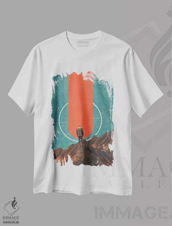 تیشرت سفید طرح دار "تنها قطب نما، نگاه دقیق است"، هنر فاخر معاصر اثر فرانک موس | immage.ir