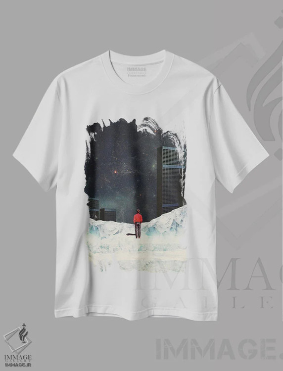 تیشرت سفید طرح دار "هرگز برای من بازنگشتی"، هنر فاخر معاصر اثر فرانک موس | فروشگاه ایماژ
