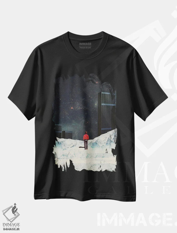تیشرت مشکی طرح دار "هرگز برای من بازنگشتی"، هنر فاخر معاصر اثر فرانک موس | immage.ir