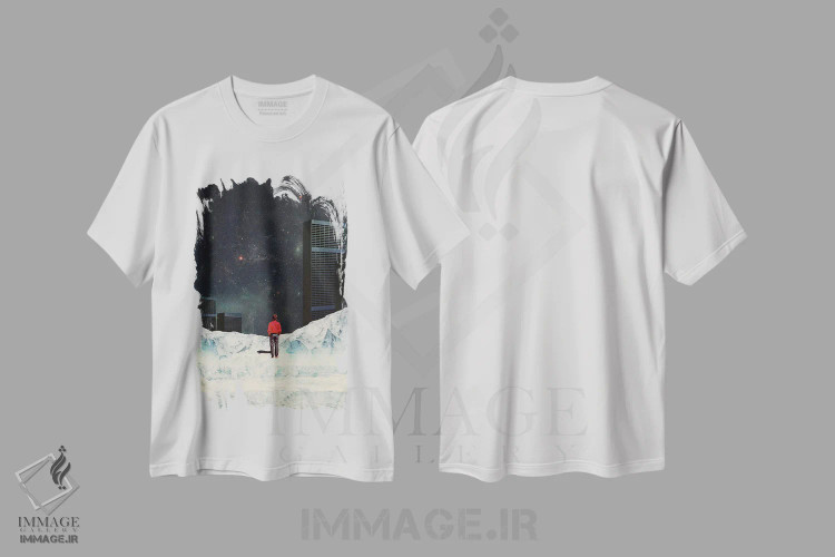 تیشرت سفید طرح دار "هرگز برای من بازنگشتی"، هنر فاخر معاصر اثر فرانک موس | فروشگاه ایماژ