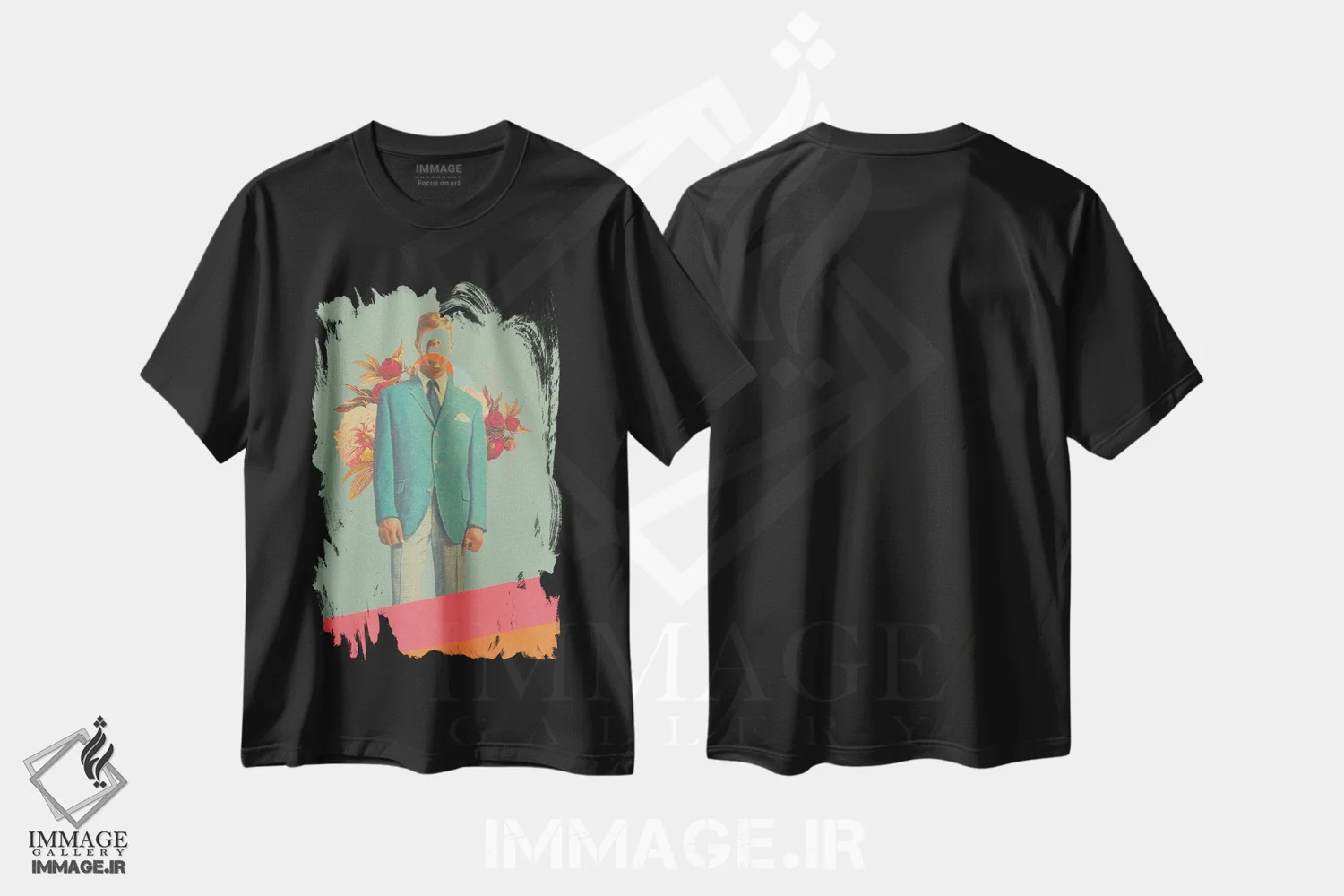 تیشرت مشکی طرح دار "غایب در طول بزرگسالی ام"، هنر فاخر معاصر اثر فرانک موس | immage.ir