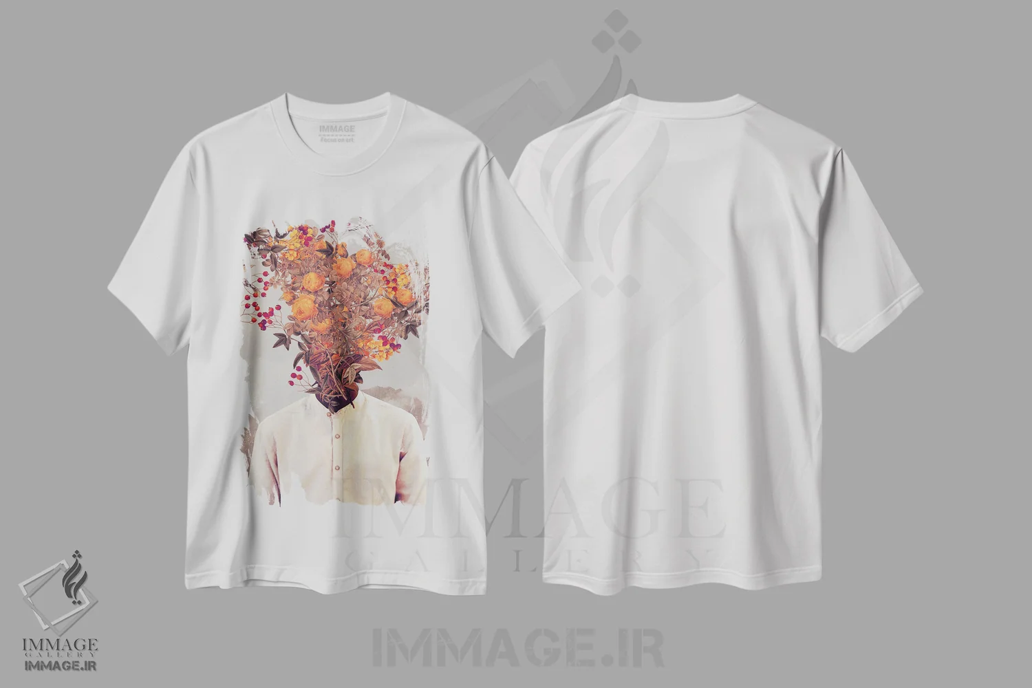 تیشرت سفید طرح دار "درخشان شکوفا شو"، هنر فاخر معاصر اثر فرانک موس | immage.ir
