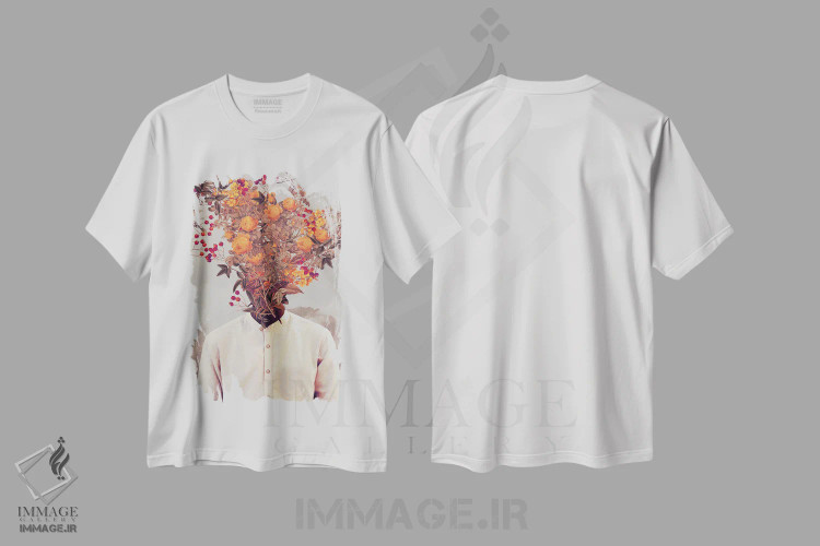 تیشرت سفید طرح دار "درخشان شکوفا شو"، هنر فاخر معاصر اثر فرانک موس | immage.ir