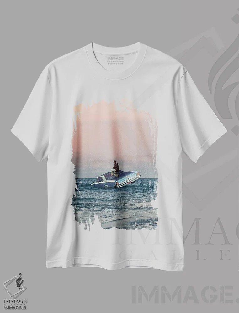تیشرت سفید طرح دار "گرت تنها"، هنر فاخر معاصر اثر فرانک موس | immage.ir