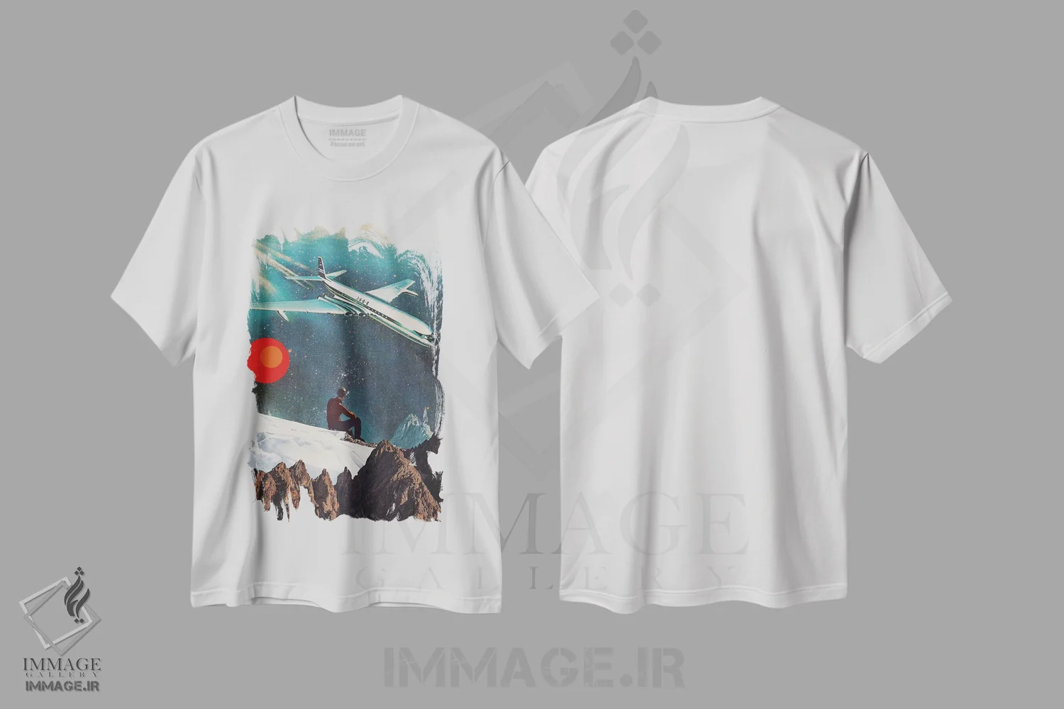 تیشرت سفید طرح دار "مسافر بازگشتی"، هنر فاخر معاصر اثر فرانک موس | immage.ir