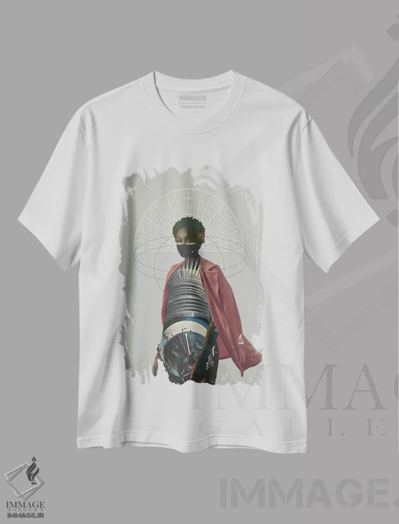 تیشرت سفید طرح دار "جنگجو"، هنر فاخر معاصر اثر فرانک موس | immage.ir