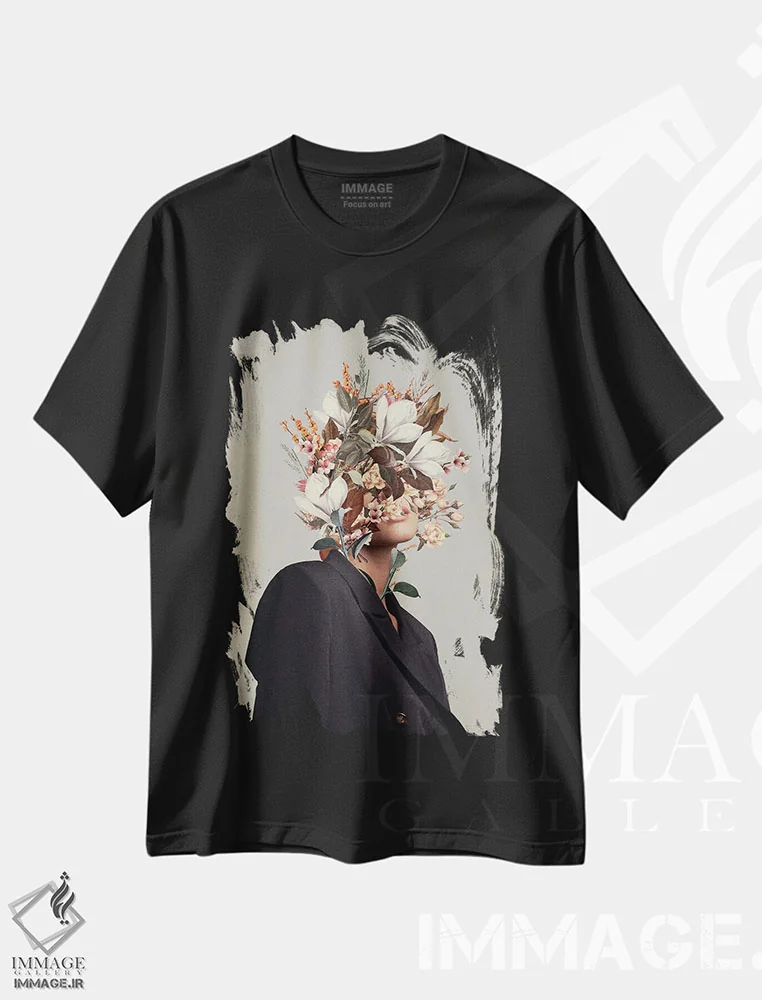 تیشرت مشکی طرح دار "لحظات بی پایان، پاییزهای بی پایان"، هنر فاخر معاصر اثر فرانک موس | immage.ir
