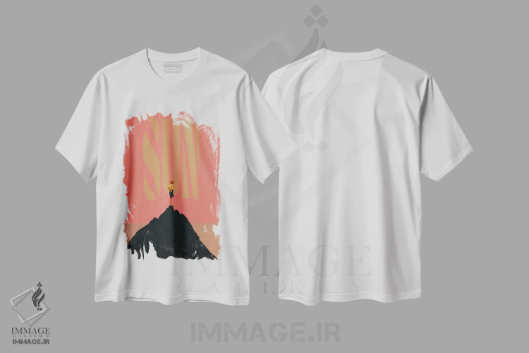 تیشرت سفید طرح دار "آفتاب تابستانی صورتی"، دکور معاصر اثر فرانک موس | immage.ir