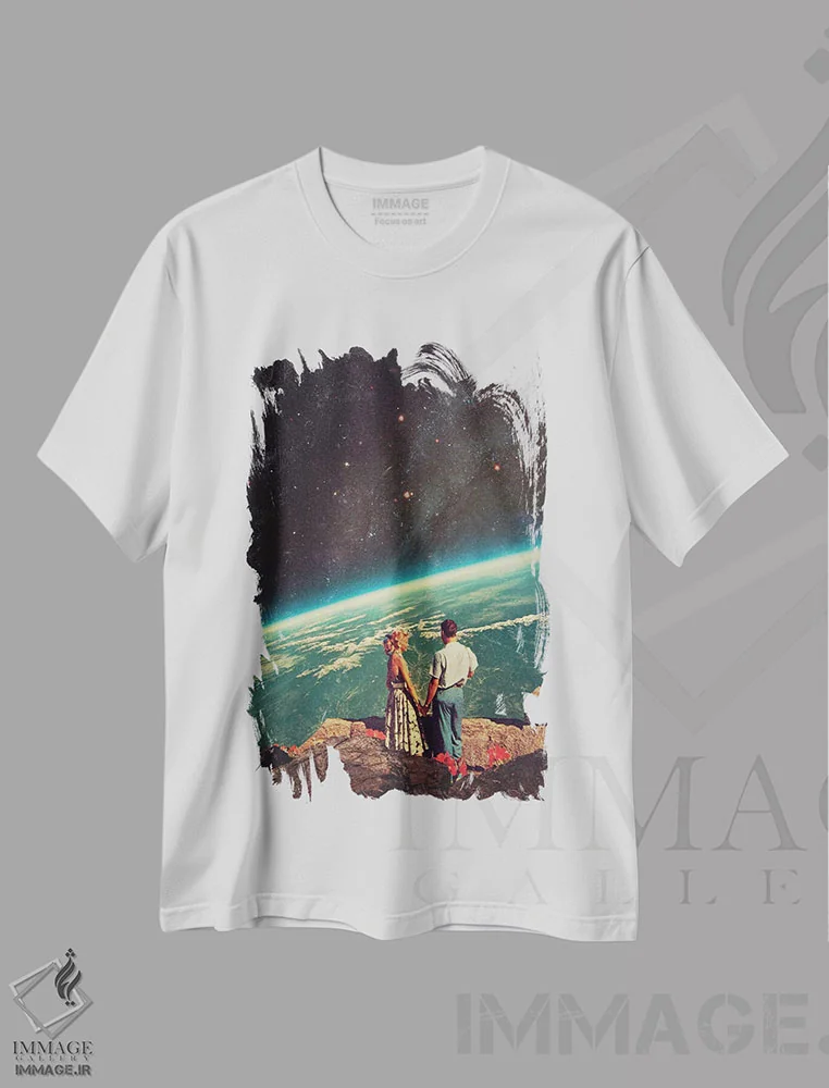 تیشرت سفید طرح دار "عشق"، هنر فاخر معاصر اثر فرانک موس | immage.ir