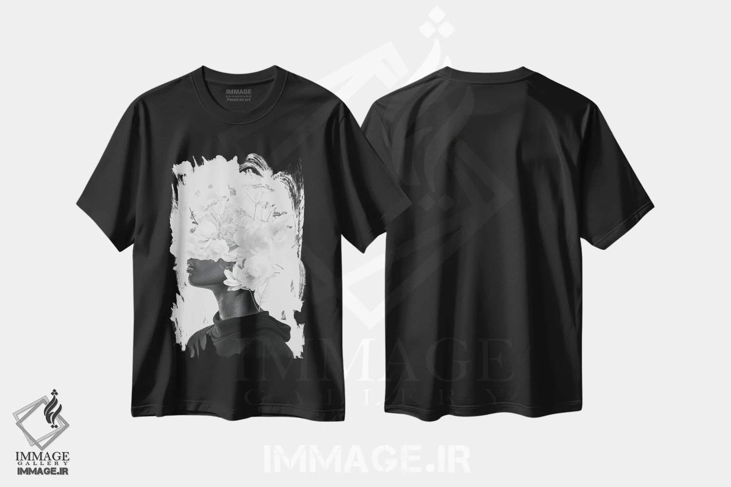 تیشرت مشکی طرح دار "شکوفه سربی"، دکوراسیون جایگزین اثر فرانک موس | immage.ir