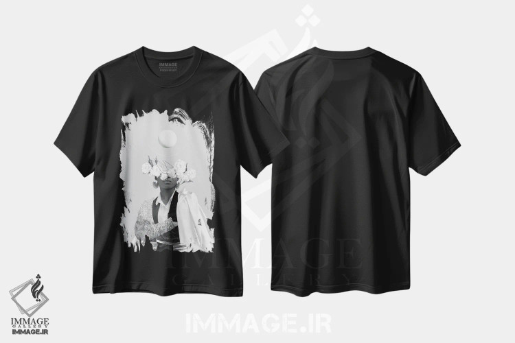 تیشرت مشکی طرح دار "قدرت تضاد تو"، دکوراسیون جایگزین اثر فرانک موس | فروشگاه ایماژ