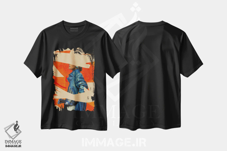تیشرت مشکی طرح دار "حسرت گذشته"، دکوراسیون جایگزین اثر فرانک موس | فروشگاه ایماژ
