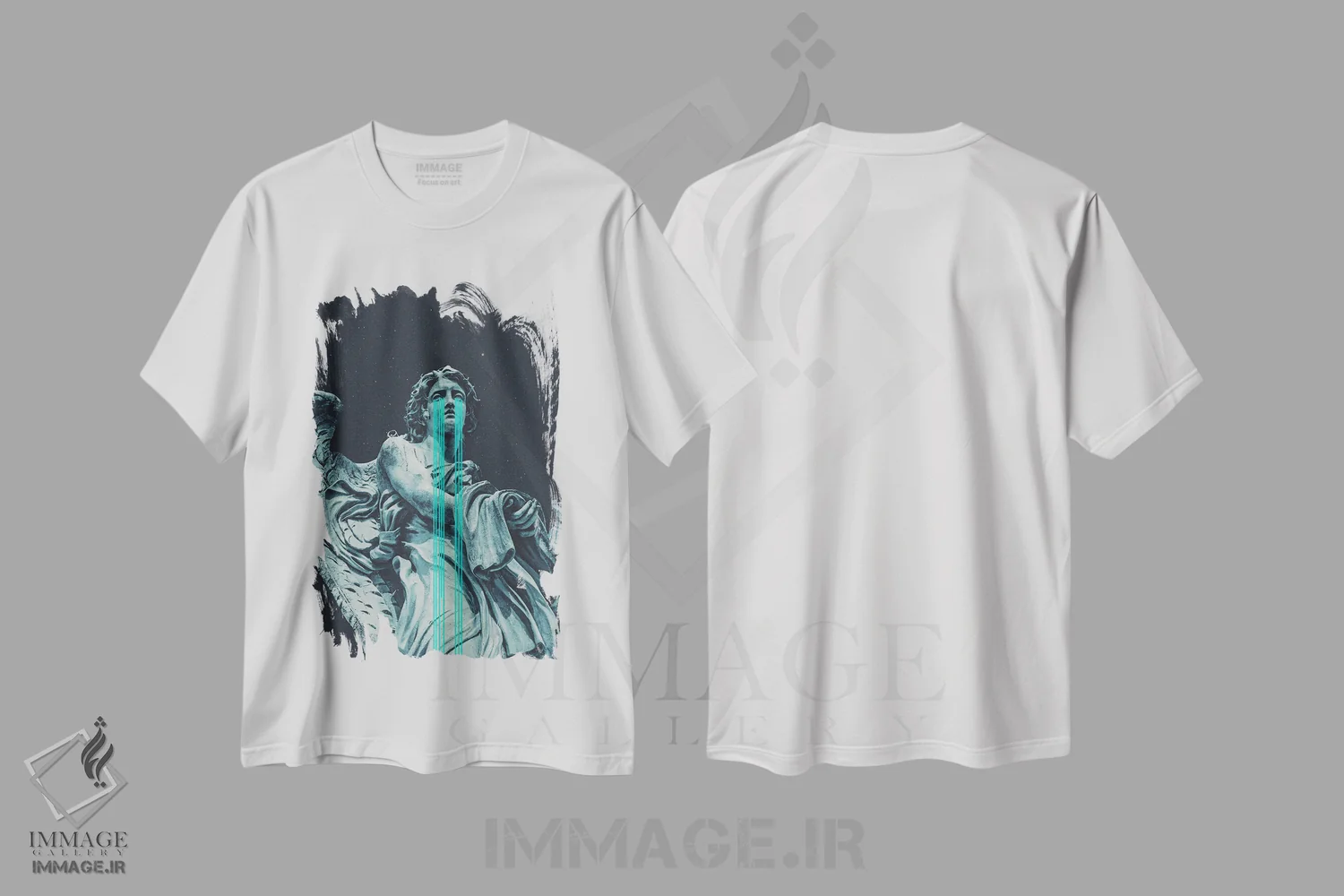 تیشرت سفید طرح دار "فرشته آمد"، دکوراسیون جایگزین اثر فرانک موس | immage.ir