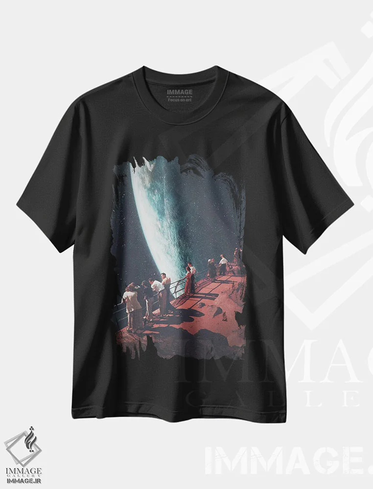 تیشرت مشکی طرح دار "دلتنگی برای کسانی که جا گذاشتیم"، دکوراسیون جایگزین اثر فرانک موس | immage.ir