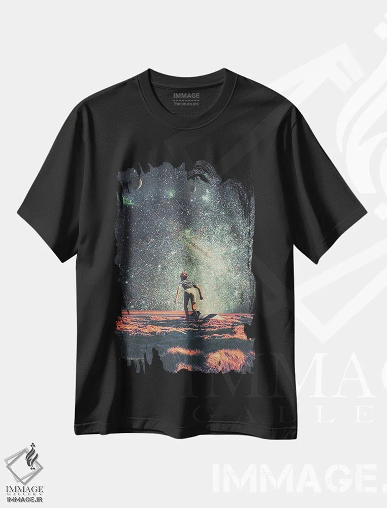 تیشرت مشکی طرح دار "نوستالژی"، دکوراسیون جایگزین اثر فرانک موس | فروشگاه ایماژ