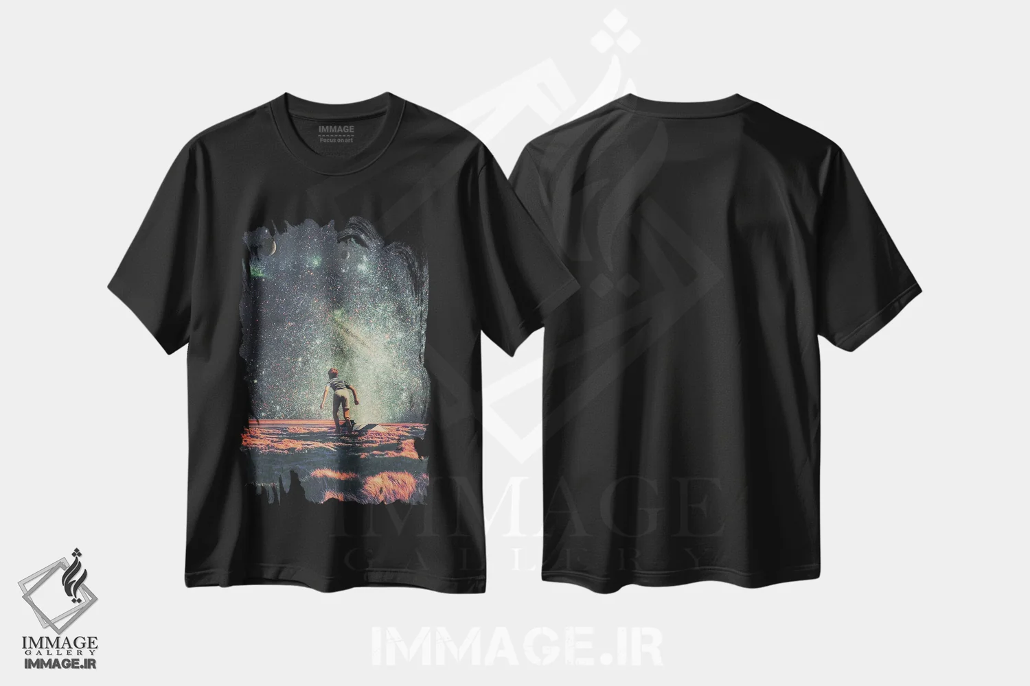 تیشرت مشکی طرح دار "نوستالژی"، دکوراسیون جایگزین اثر فرانک موس | فروشگاه ایماژ