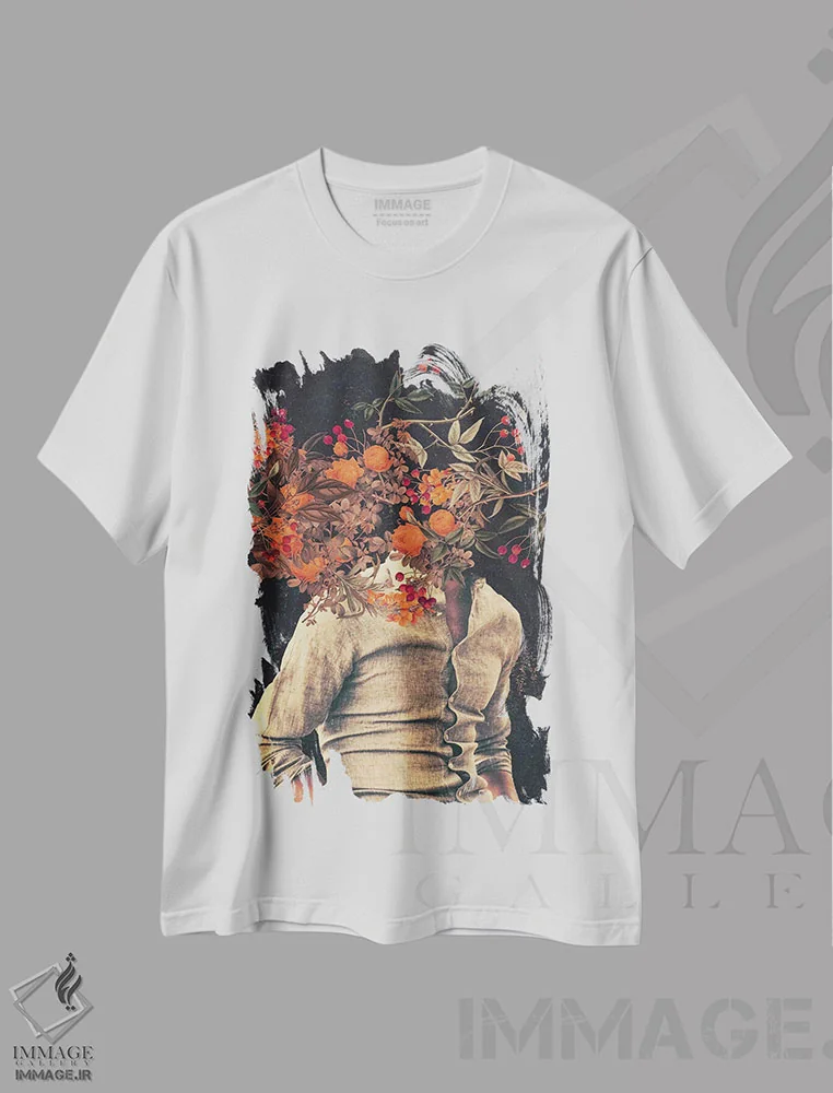 تیشرت سفید طرح دار "ریشه ها"، هنر فاخر معاصر اثر فرانک موس | immage.ir